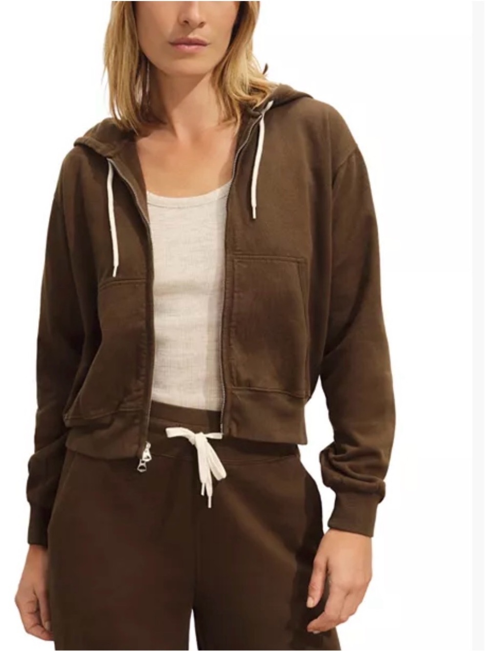Buck Mason Vintage Interloop Full-Zip Hoodie XL River Rock Brown French Terry